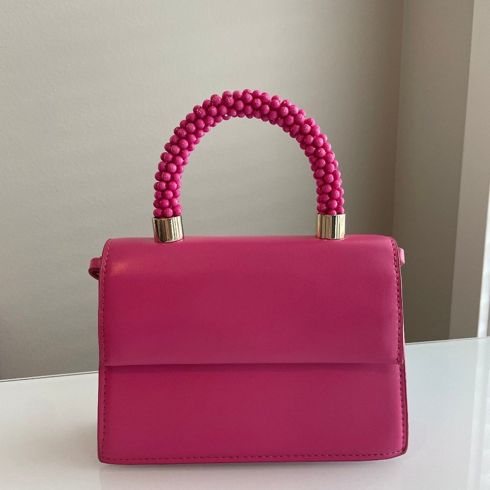 Pink Mini Bag with Beaded Handle
